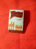 Insigna - Festival Stalingrad , metal si email , h= 2,6 cm -anii &#039;50