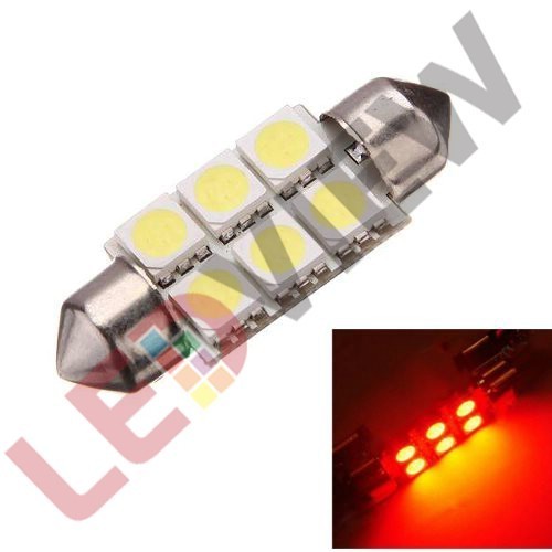 Bec C5W cu 6 led SMD 5050, 36 mm - Rosu Bec C5W cu 6 led SMD 5050, 36 mm - Rosu