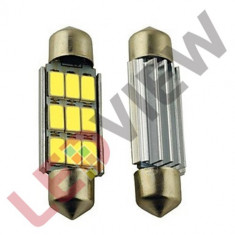 Bec C5W cu 9 led SMD 5630, 41 mm Canbus - Alb foto