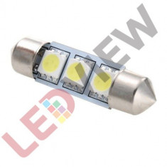 Bec led sofit, C5W, festoon 3 SMD 5050 36 mm - Alb rece foto