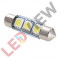 Bec led sofit, C5W, festoon 3 SMD 5050 36 mm - Alb rece