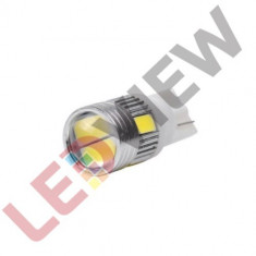 Bec T10 (W5W) cu 6 led SMD 5630 Aluminiu cu lupa - Alb foto