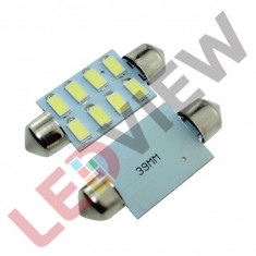 Bec C5W cu 8 led SMD 5630, 39 mm plafoniera, numar - Alb Rece foto