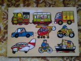 Vehicule - puzzle din lemn 9 piese copii +1 an