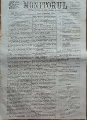 Monitorul , Jurnal oficial al Principatelor Unite , nr. 223 , 1862 , Bucuresti foto