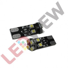 Bec pozitie T10 (W5W) cu 8 led SMD 3528 Canbus - Alb foto