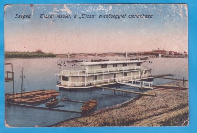 CARTE POSTALA UNGARIA - SZEGED - PONTONUL SI VAPORUL TISZA foto