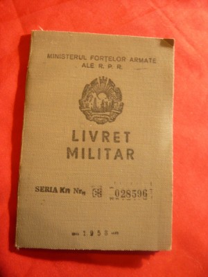 Livret Militar RPR , soldat , eliberat 1961 foto