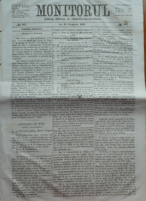 Monitorul , Jurnal oficial al Principatelor Unite , nr. 263 , 1862 , Bucuresti foto