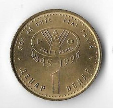 Moneda 1 denar 1995 - Macedonia, FAO foto
