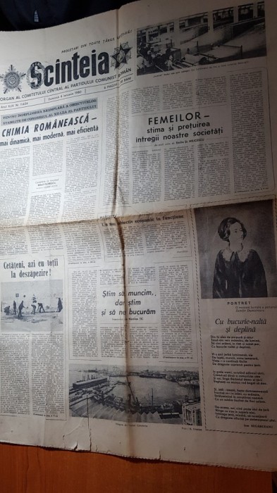 ziarul scanteia 6 ianuarie 1980-ziua de nastere a elenei ceausescu