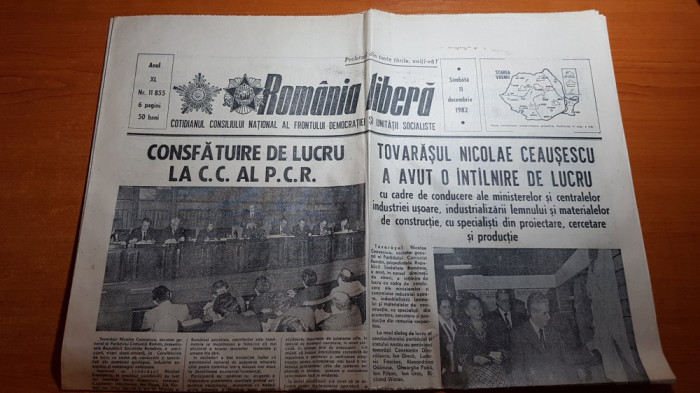 ziarul romania libera 11 decembrie 1982-consfatuire de lucru la CC al PCR