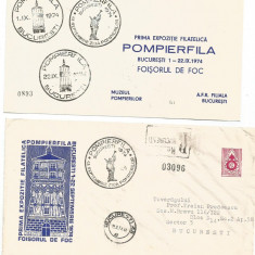 (No2) plic omagial-PRIMA EXPOZITIE FILATELICA POMPIERFILA Bucuresti 1974