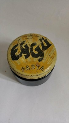 Borcan cu capac de tabla C.I.O &amp;quot;Progresul&amp;quot;Ploiesti, EGGU PASTA, Romania anii &amp;#039;70 foto