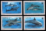 NIUE 1993 WWF SPECII PROTEJATE DELFINI COTA MICHEL 17 EURO, Nestampilat