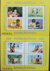 ROMANIA -JOCURI DE COPII-EUROPA, 1989, 2 M/SH, NEOBLIT. - RO 0511 foto