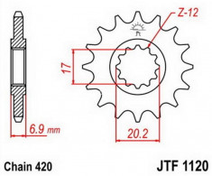 Pinion fata Z12 Aprilia Mx Beta Rr Cpi Sm Derbi Atlantis Malaguti Xsm Mbk TZR Peugeot Yamaha foto