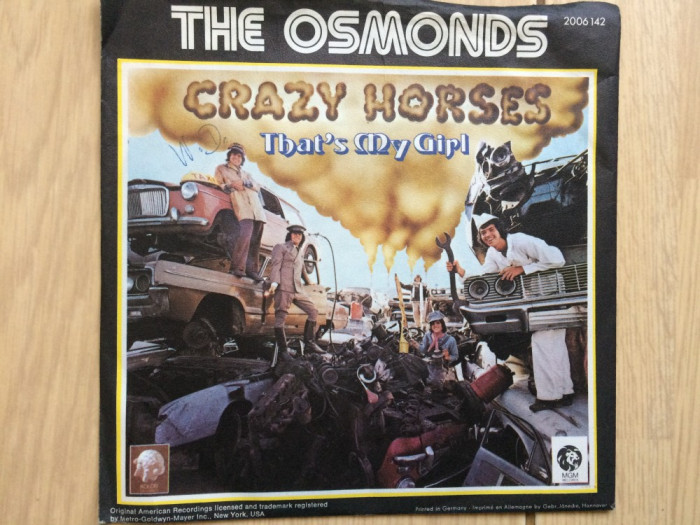 the osmonds crazy horses thats my girl disc single 7&quot; vinyl muzica pop rock VG+