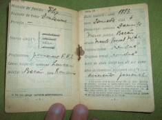 buletin de inscriere la Biroul Populatiei (1947, com. Domnita Maria Bacau) foto