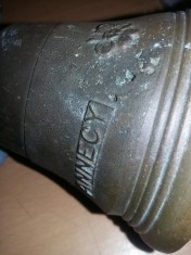 Clopot vechi masiv cu potcoava norocoasa pentru casa,clopot marcat de colectie
