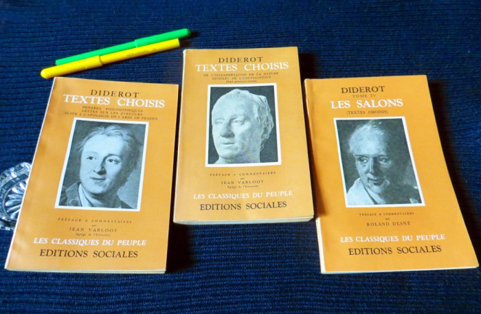 DIDEROT - Textes choisis, 3 volume (1952-53-55; lb. franceză) + un CADOU-carte!