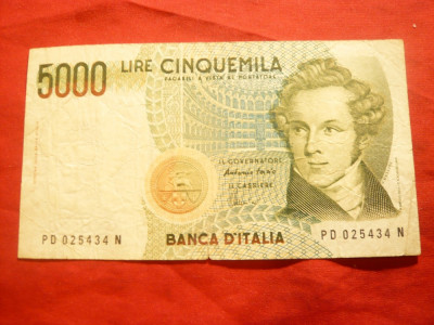 Bancnota 5000 Lire Italia 1985 , cal.buna foto