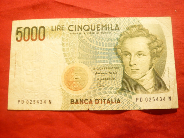 Bancnota 5000 Lire Italia 1985 , cal.buna