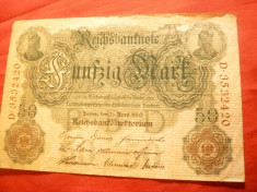 Bancnota 50 Marci 1910 litera A Germania ,cal.f.buna foto