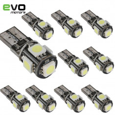 Bec LED T10 W5W Canbus 6500k Alb Pozitie interior SMD Auto Moto A011 foto