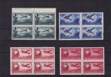 ROMANIA 1952 LP 319 LP 319 a AVIATIE VALORI MARI SUPRATIPAR BLOCURI DE 4 MNH, Nestampilat