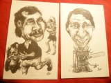 2 Ilustrate -Caricaturi ale unor sportivi americani semnate Russel Fisher