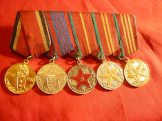 Bareta cu 5 Medalii URSS -4 de militie si 1-20 ani de la razboi foto