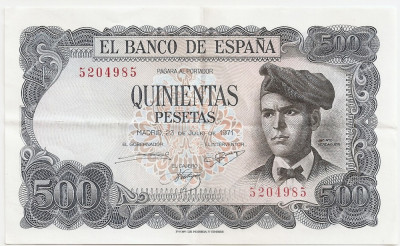 SPANIA 500 PESETAS 1971(1973) XF foto