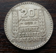 (A111) MONEDA DIN ARGINT FRANTA - 20 FRANCS 1933, 20 GRAME foto