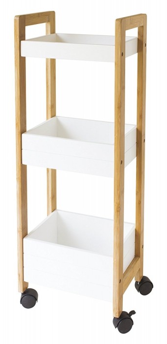 Raft din bambus cu roti, 79 x 19 x 28 gelco foto mare Raft din bambus cu roti, 79 x 19 x 28 gelco foto mare