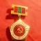 Insigna Veteran - URSS , metal si email , h= 5,4 cm