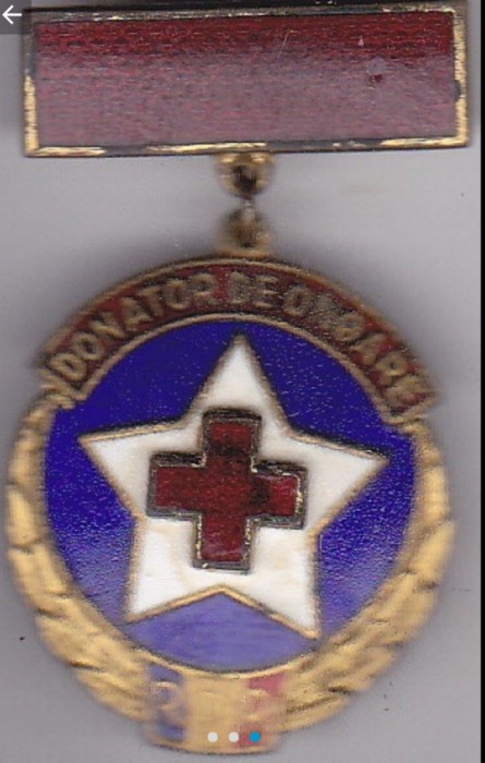 Insigna rara Crucea Rosie - Donator de Onoare
