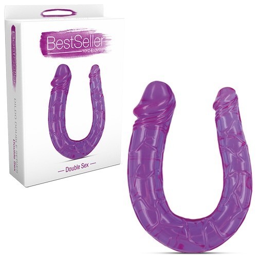 Double Mini dildo dublu jelly violet, 30cm foto mare Double Mini dildo dublu jelly violet, 30cm foto mare