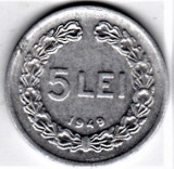 5 lei 1949 XF/a.UNC RPR (4), Aluminiu