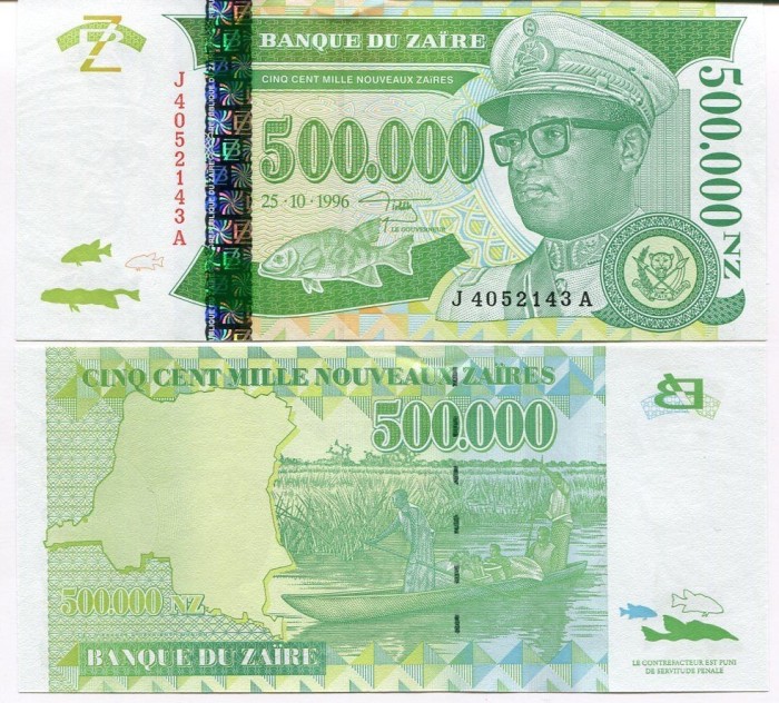 !!! RARR : ZAIR - 500.000 ZAIRES 1996 - P 78 - UNC !!! RARR : ZAIR - 500.000 ZAIRES 1996 - P 78 - UNC