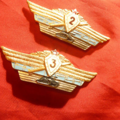 2 Insigne Tanchist URSS cl.2 si 3 , metal si email , L= 6,7 cm