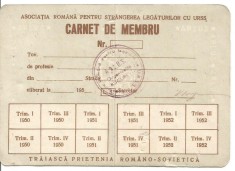 (A) CARNET DE MEMBRU ARLUS - ANUL 1950 NEEMIS -f rar