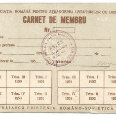 (A) CARNET DE MEMBRU ARLUS - ANUL 1950 NEEMIS -f rar