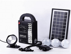 Kit cu panou solar 3 becuri LED incarcare telefon lanterna lampa lanterna cap foto