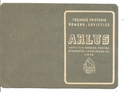 (A) CARNET DE MEMBRU ARLUS - ANUL 1950 foto