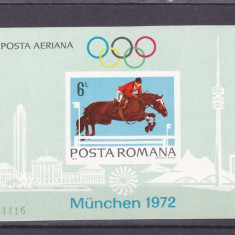 OLIMPIADA MUNCHEN COLITA NEDANTELATA NUMEROTATA, 1972,MNH, ROMANIA.