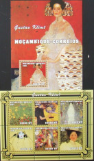 MOZAMBIQUE - PICTURA GUSTAV KLIMT, 2001, 1 M/SH + 1 S/SH, NEOB. - MZ 108A foto