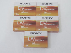 Lot 5 casete video MiniDV Sony DV premium Mini DV 60 minute - sigilate foto