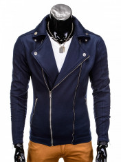 Jacheta pentru barbati, slim fit, inchidere laterala, bleumarin - B699 foto