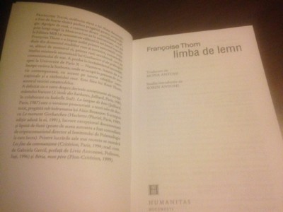 FRANCOISE THOM, LIMBA DE LEMN. HUMANITAS 1993 foto
